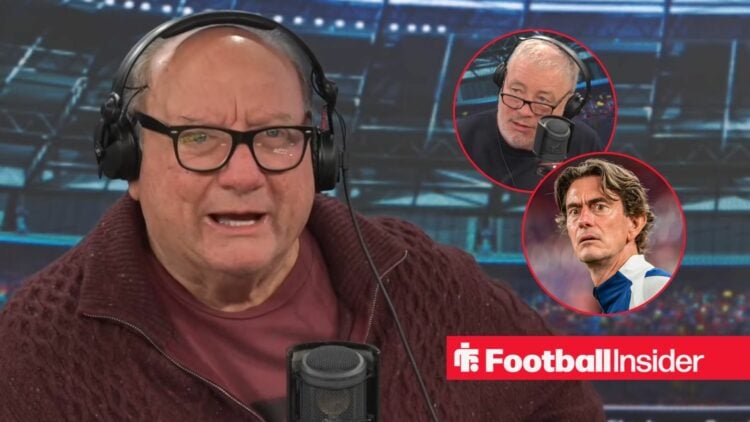 Alan Brazil speaking on talkSPORT, Ally McCoist and Thomas Frank in circular insets