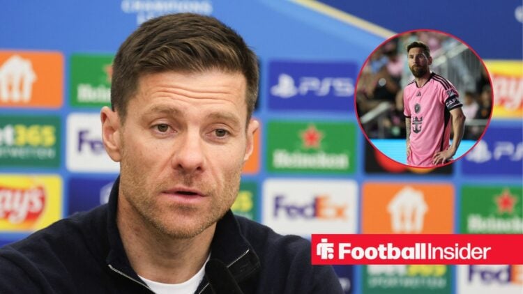 Xabi Alonso with Lionel Messi inset