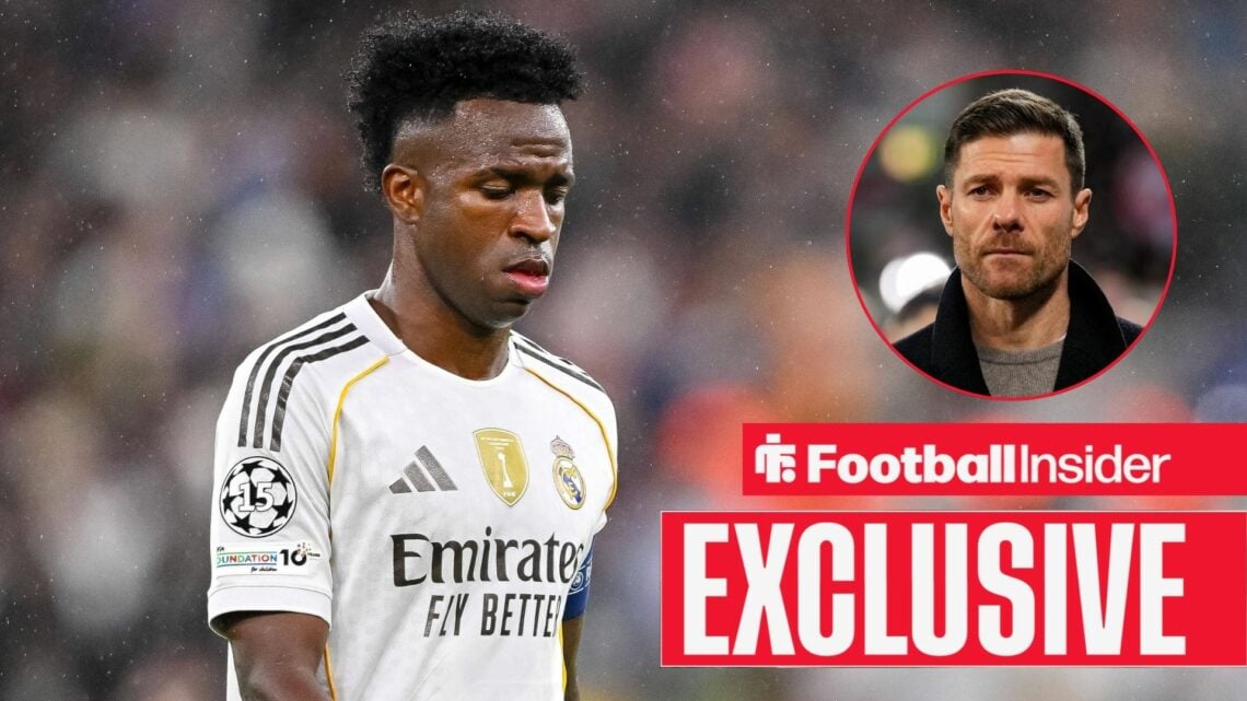 Vinicius Jr next to a circular inset of Xabi Alonso