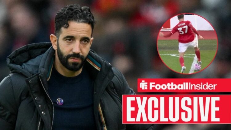 Ruben Amorim next to a circular inset of Nottingham Forest v Man United