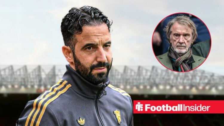 Ruben Amorim looking concerned with Sir Jim Ratcliffe and Jim Ratcliffe included in a circular inset