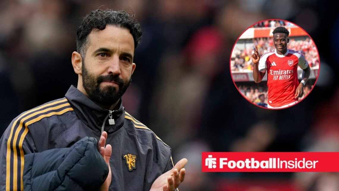 Man United boss Ruben Amorim with Arsenal's Bukayo Saka inset