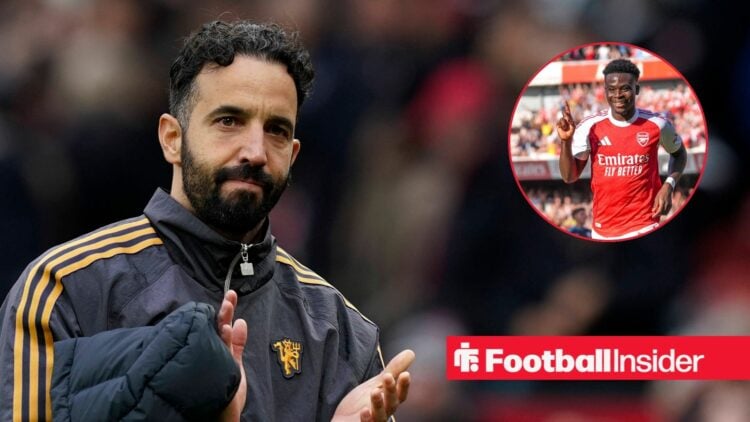 Man United boss Ruben Amorim with Arsenal's Bukayo Saka inset