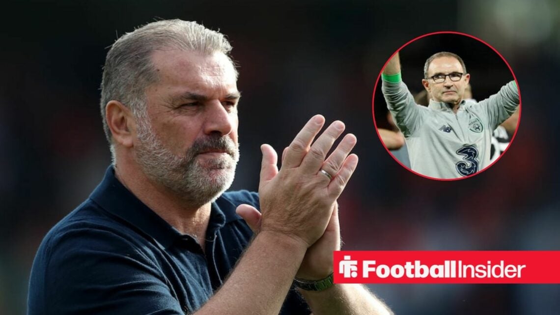 Ange Postecoglou applauding, with Martin O'Neill in a circular inset