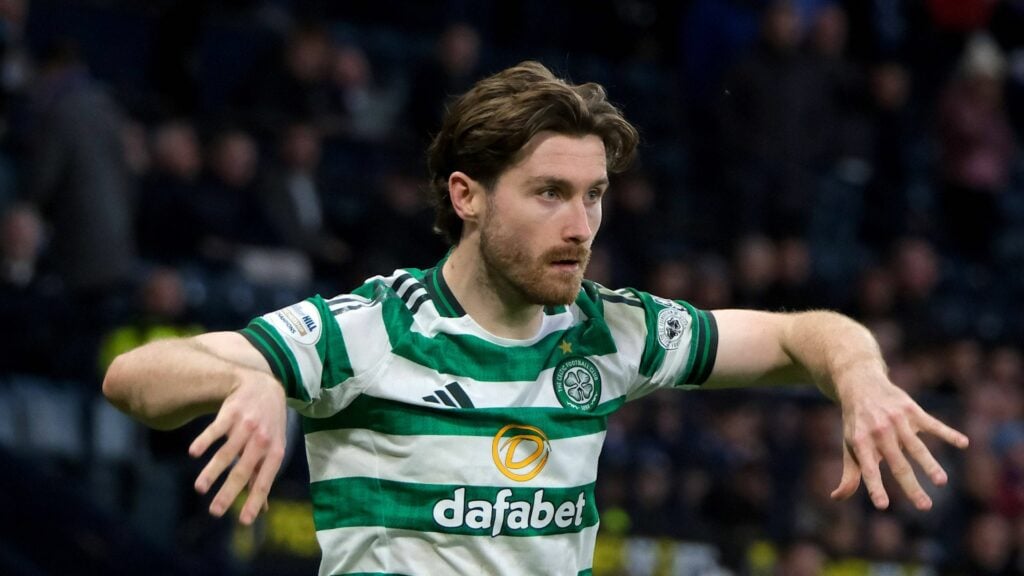 Anthony Ralston looking focused for Celtic