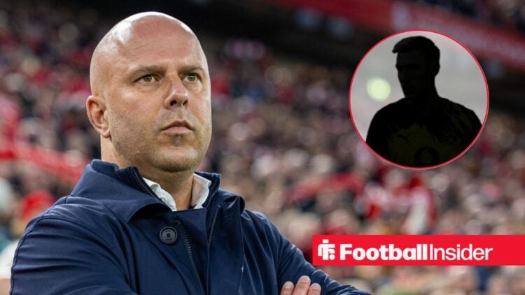 Arne Slot at Anfield, Nico Schlotterbeck's silhouette in a circular inset