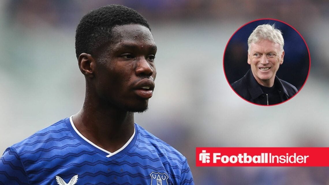 Thierno Barry next to a circular inset of David Moyes