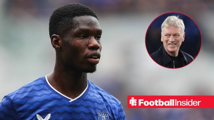 Thierno Barry next to a circular inset of David Moyes