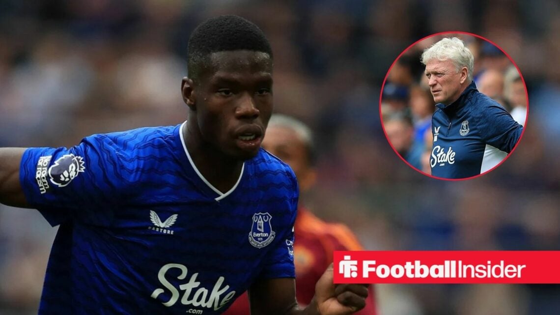 Thierno Barry next to a circular inset of David Moyes