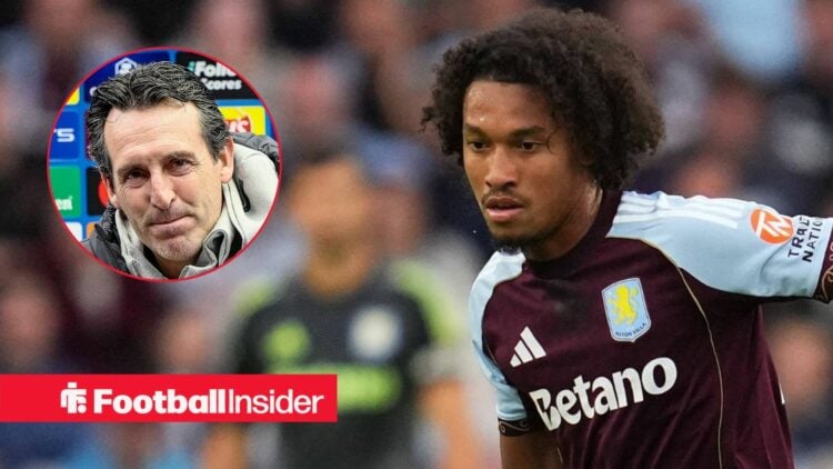 Unai Emery smiling on the left with Boubacar Kamara looking focused on the right