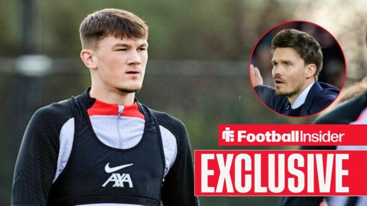 Calvin Ramsay looking focused on the left for Liverpool with Danny Rohl on the right