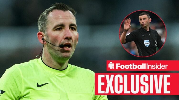 Chris Kavanagh refereeing, Michael Oliver in a circular inset