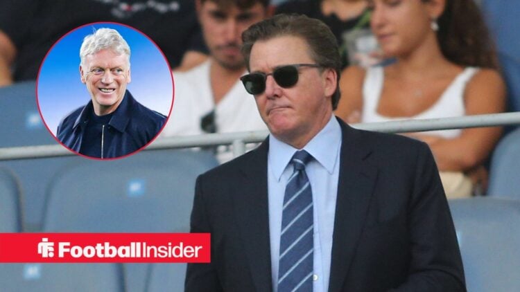 Dan Friedkin wearing sunglasses with David Moyes included in a circular inset