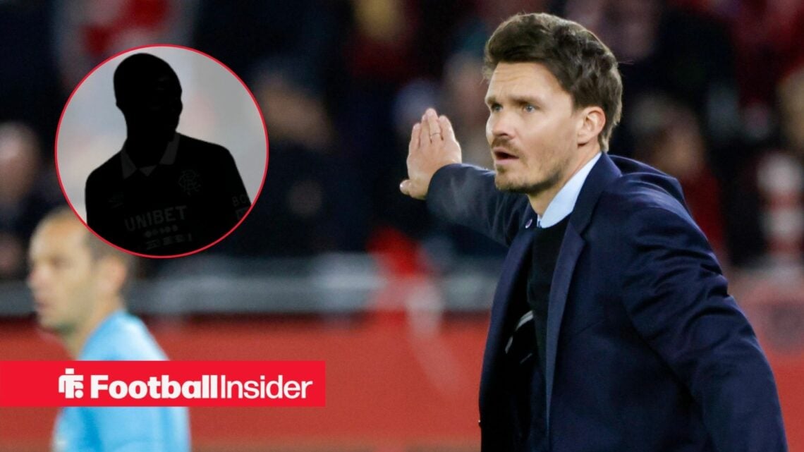 Danny Rohl at Ibrox, Mohamed Diomande's silhouette in a circular inset