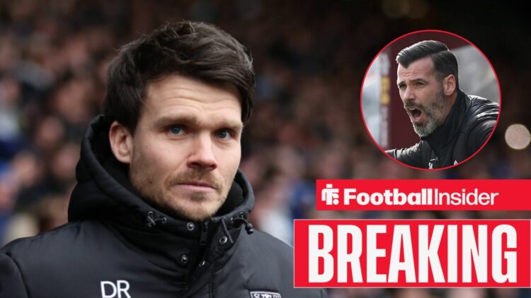 Danny Rohl on the sidelines at Rangers, with Stuart Kettlewell in a circular inset