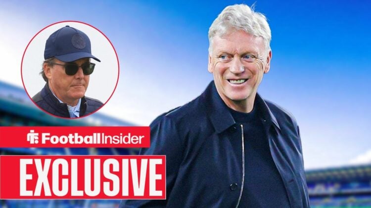 Everton manager David Moyes alongside a circular inset of Everton owner Dan Friedkin.