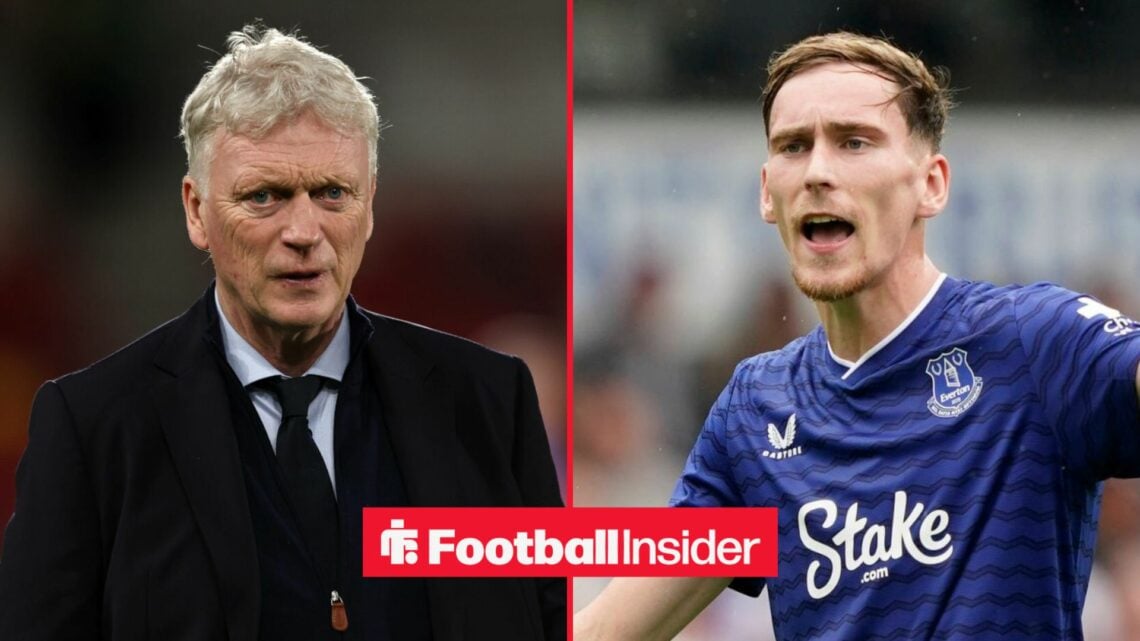 David Moyes on the sidelines with James Garner in action for Everton