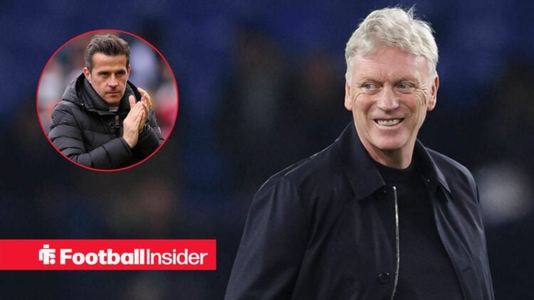 David Moyes grinning, Marco Silva in a circular inset