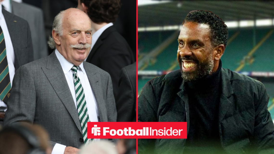 Celtic owner Dermot Desmond, alongside Wilfried Nancy
