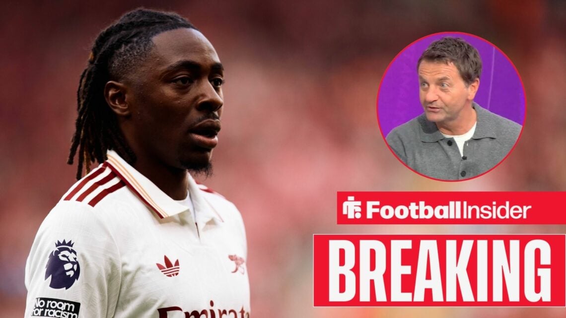 Eberechi Eze at Arsenal, Tim Sherwood in a circular inset