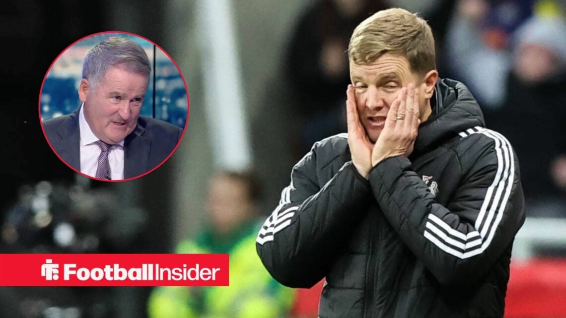 Eddie Howe on the touchline, Richard Keys in a circular inset