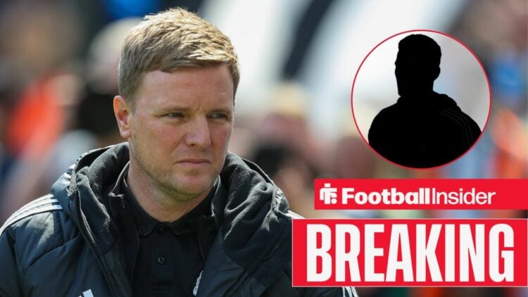 Eddie Howe at Newcastle United, Sven Botman's silhouette in a circular inset