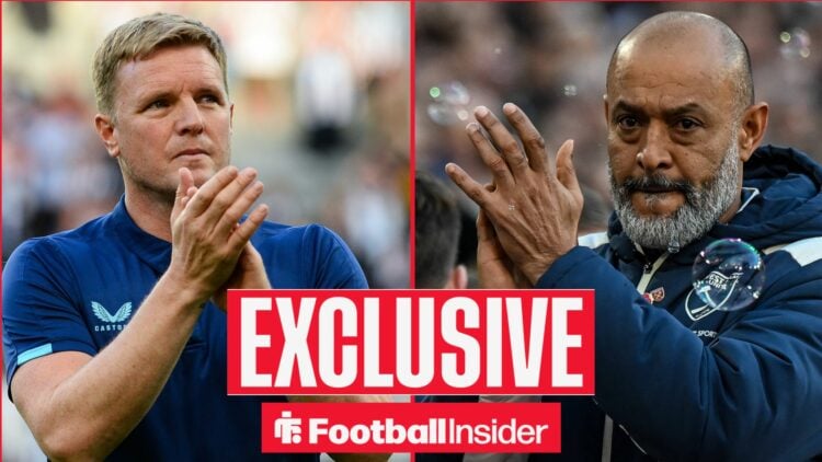 Eddie Howe clapping on the left with West Ham manager Nuno Espirito Santo clapping on the right