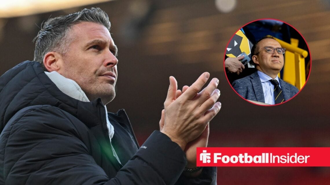 Rob Edwards clapping with Fosun inset