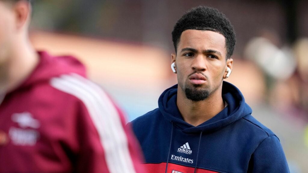 Ethan Nwaneri looking focused for Arsenal