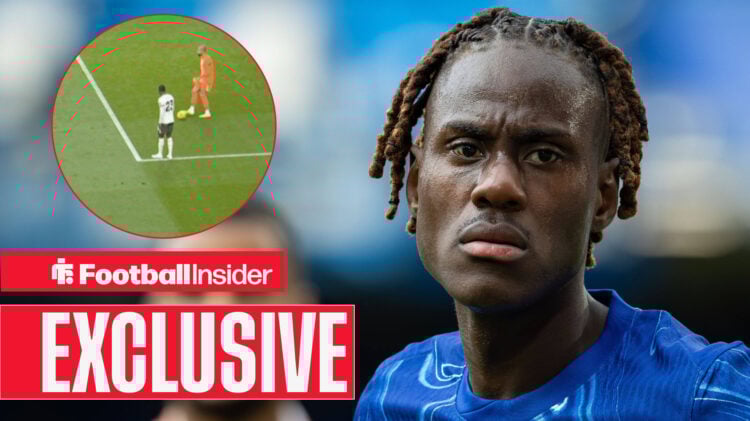 Trevoh Chalobah looks on straight-faced with his handball vs Burnley in circular inset