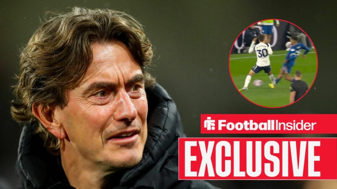 Thomas Frank next to Bentancur's challenge on James