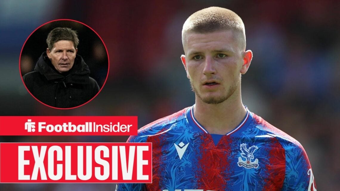 Adam Wharton next to a circular inset of Oliver Glasner