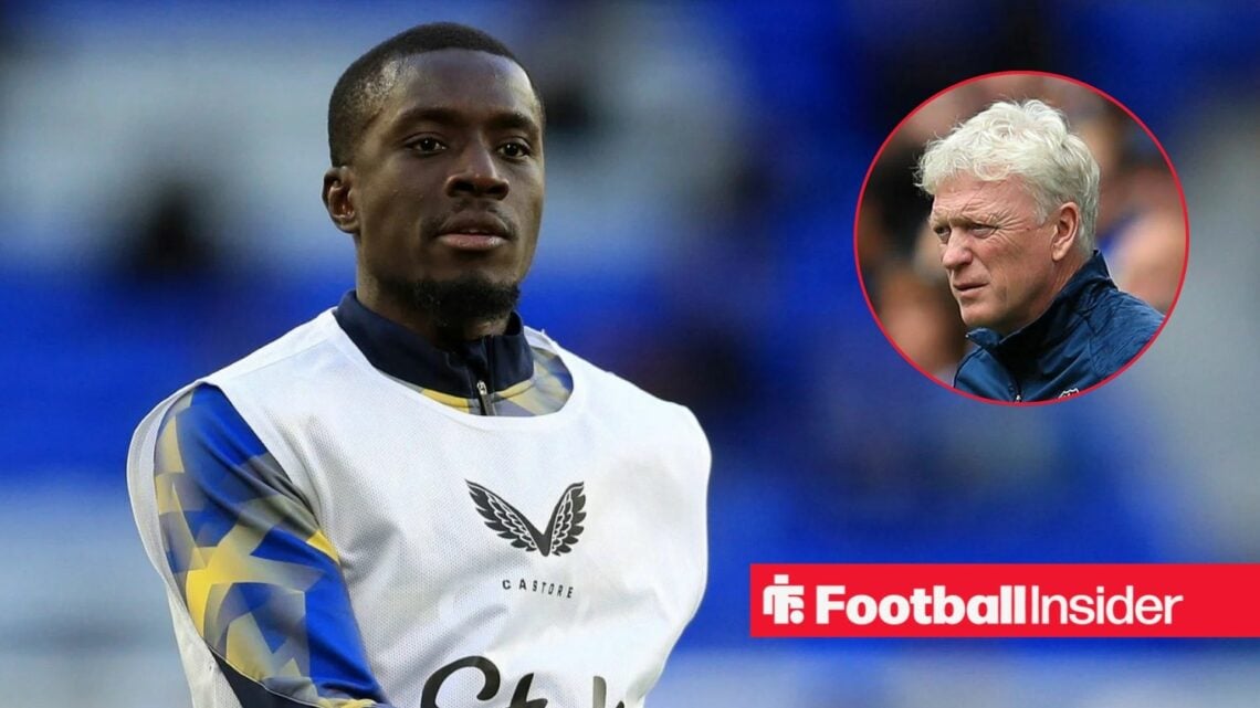 Idrissa Gana Gueye next to a circular inset of David Moyes