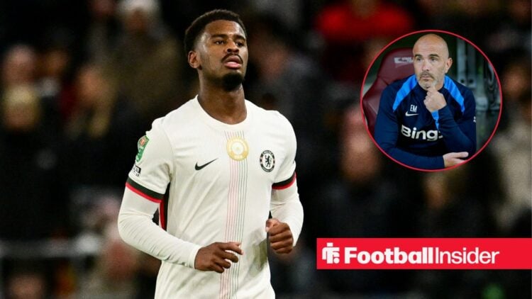 Chelsea's Jorrel Hato with Enzo Maresca inset