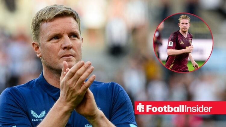 Newcastle boss Eddie Howe with Belgium's Kevin De Bruyne inset