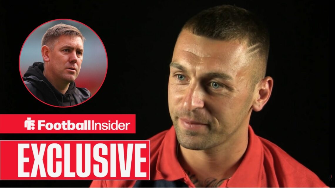 Jack Hunt during an interview, with Dave Challinor in a circular inset