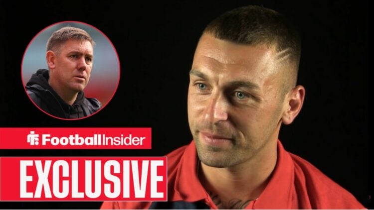 Jack Hunt during an interview, with Dave Challinor in a circular inset