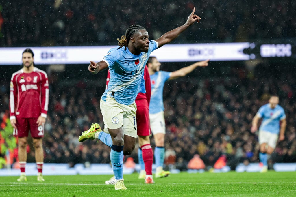 Manchester City winger Jeremy Doku celebrates