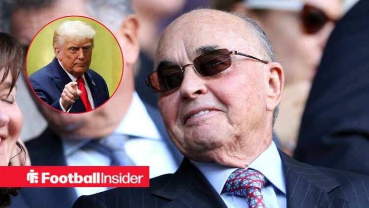 Joe Lewis smiling with Donald Trump included in a circular inset