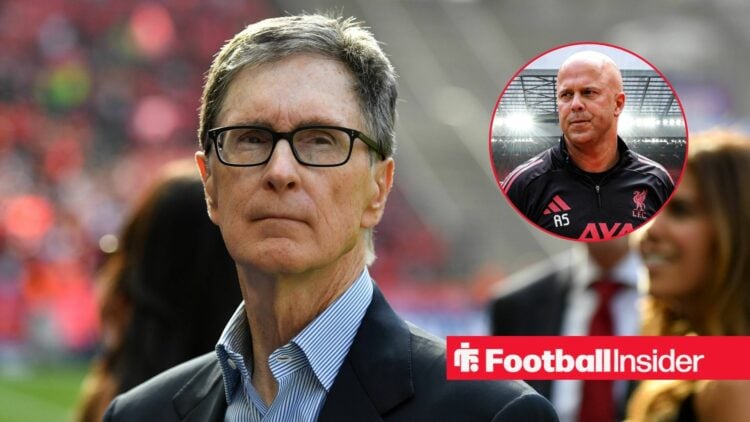 John Henry looking serious with Arne Slot included in a circular inset