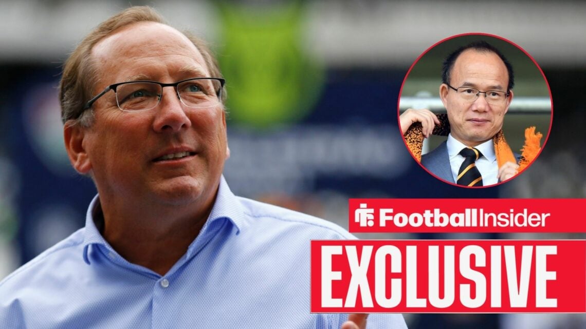 John Textor alongside a circular inset of Guo Guangchang