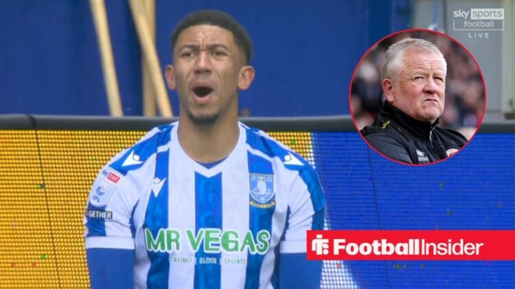 Sheffield Wednesday star Liam Palmer shouts during a game, as Sheffield United manager watches on in frustration.