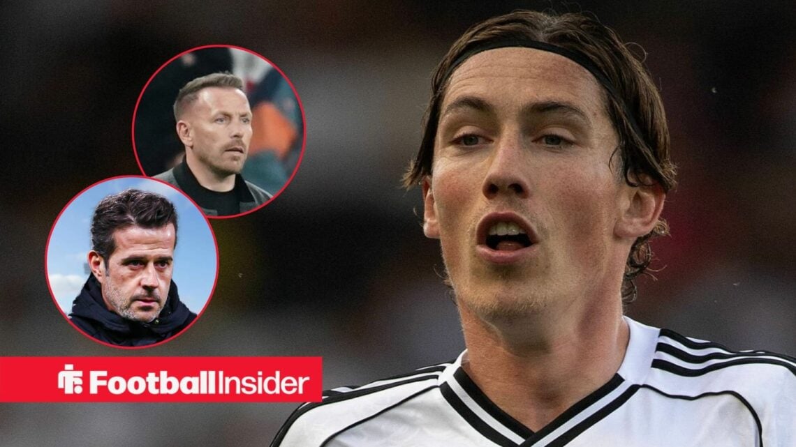 Marco Silva and Craig Bellamy both staring on the left with a focused Harry Wilson on the right