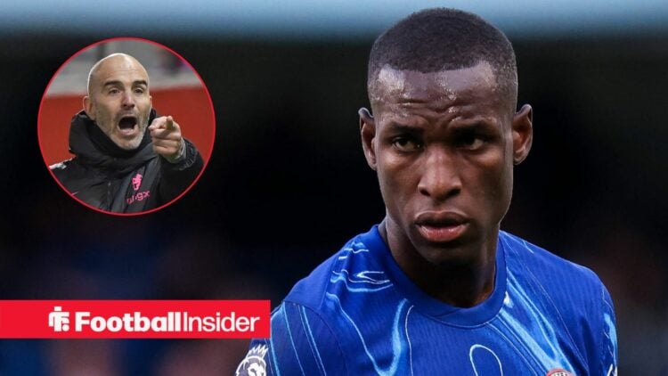 Nicolas Jackson next to a circular inset of Enzo Maresca