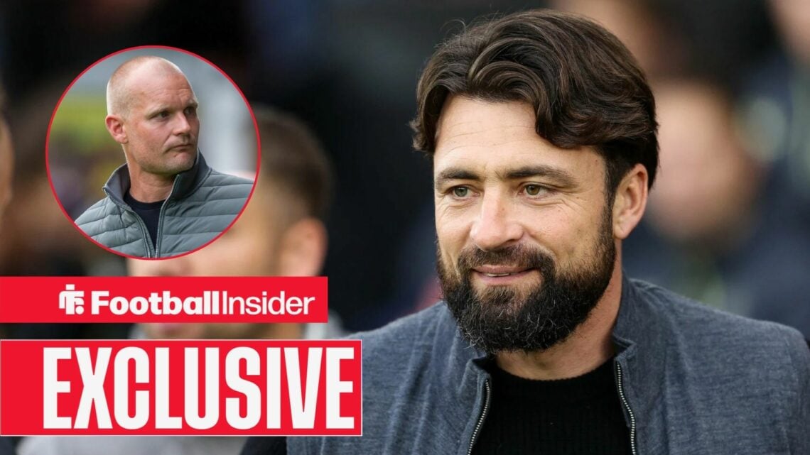 Russell Martin next to a circular inset of Liam Manning