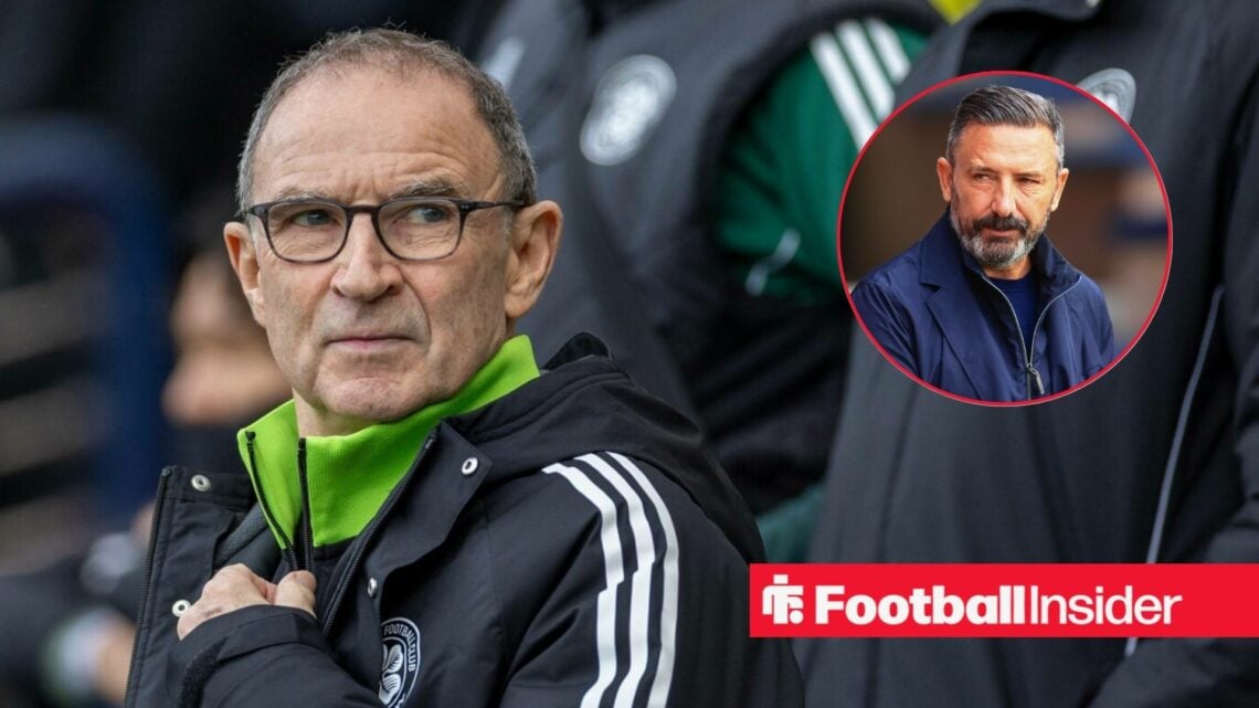 Martin O'Neill as Celtic manager, Derek McInnes in a circular inset