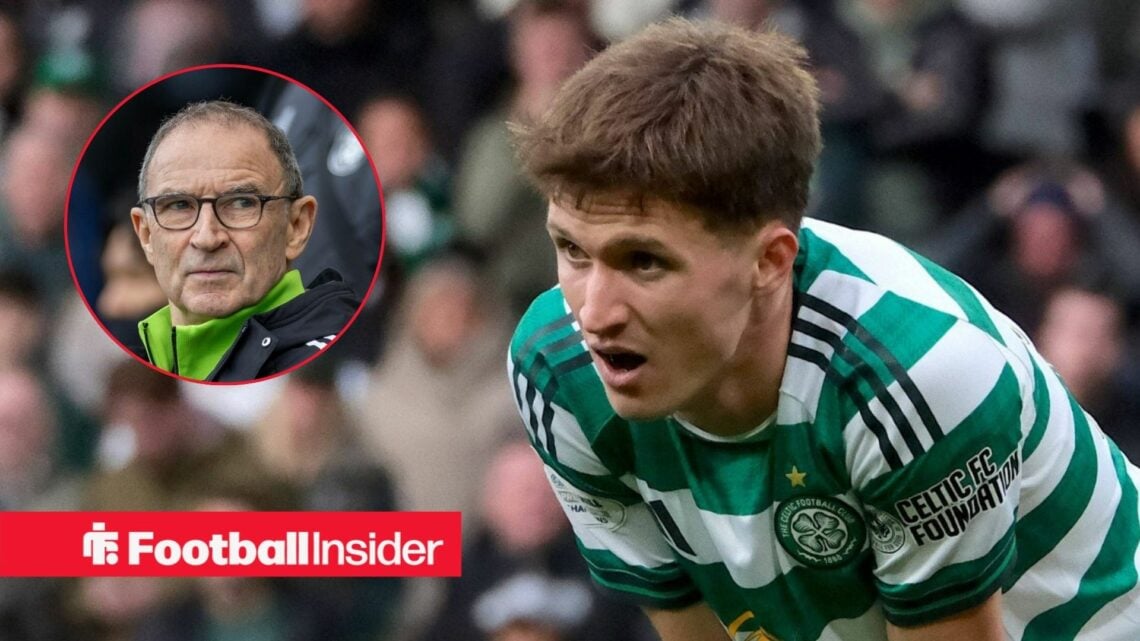 Martin O'Neill on the left looking concerned with Johnny Kenny on the right panting for Celtic