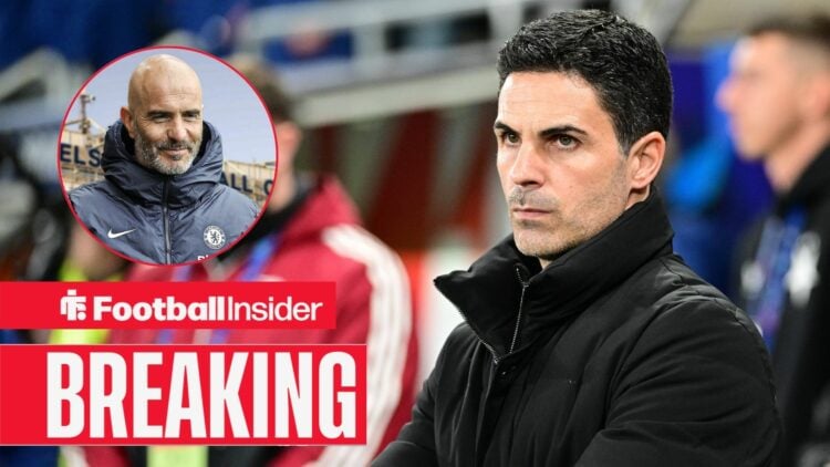 Mikel Arteta on the sidelines, Enzo Maresca in a circular inset