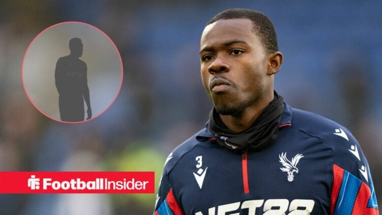 Crystal Palace defender Tyrick Mitchell with Ismaila Sarr blacked out inset
