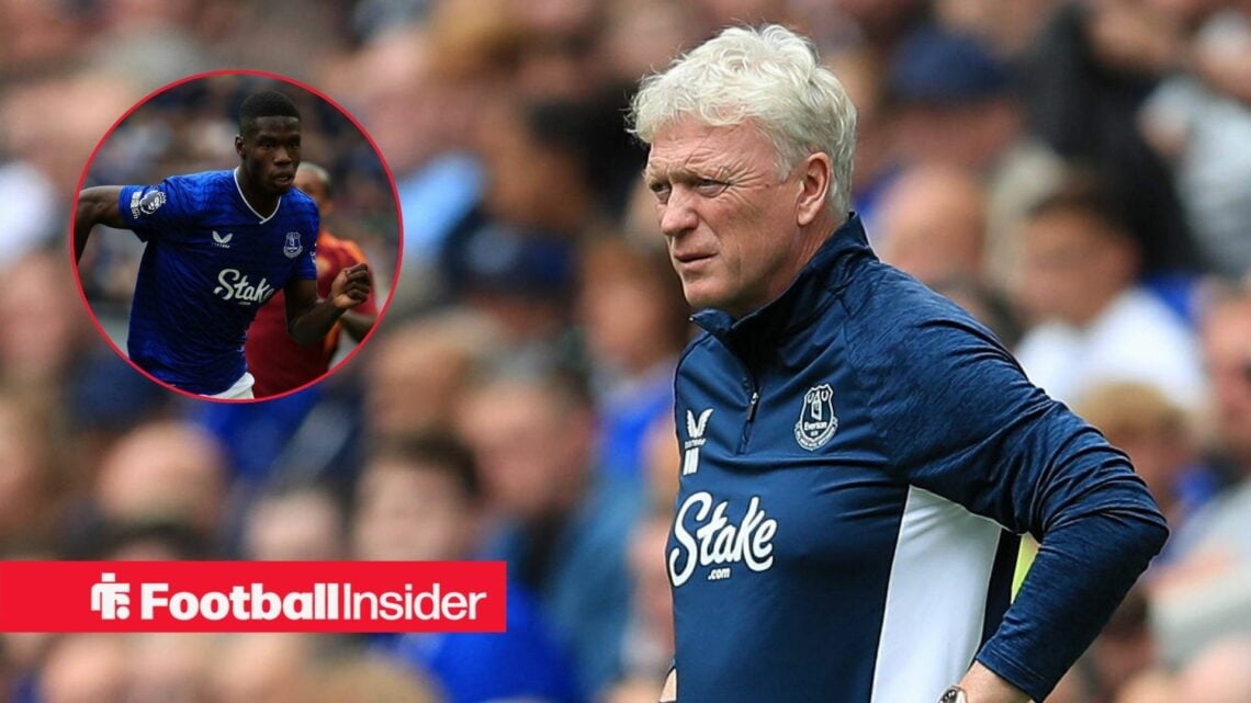 Everton boss David Moyes with Thierno Barry inset